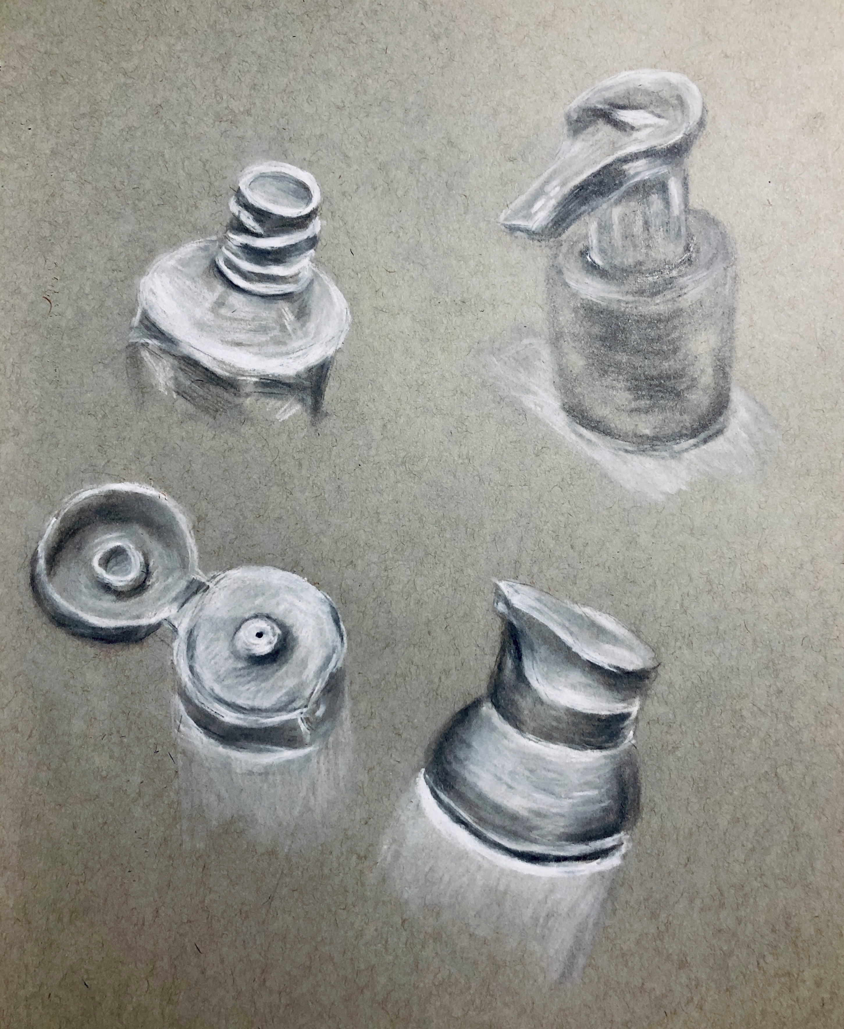 White charcoal on grey paper