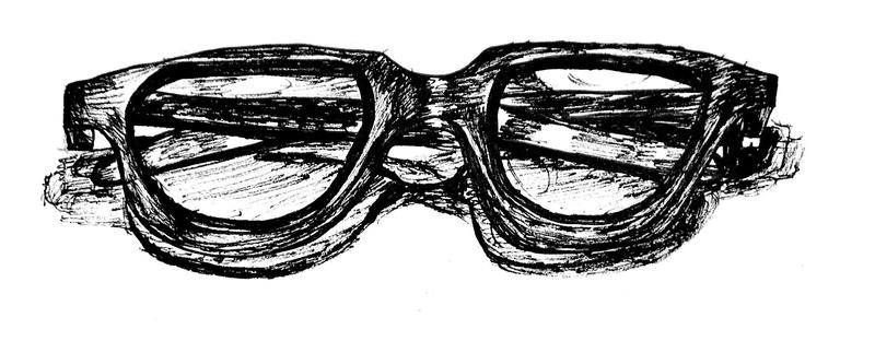 A pair of glasses sketched in pen