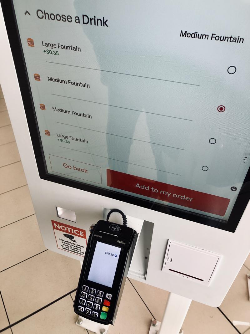 Burger King automatic ordering machine at ONroute rest stop